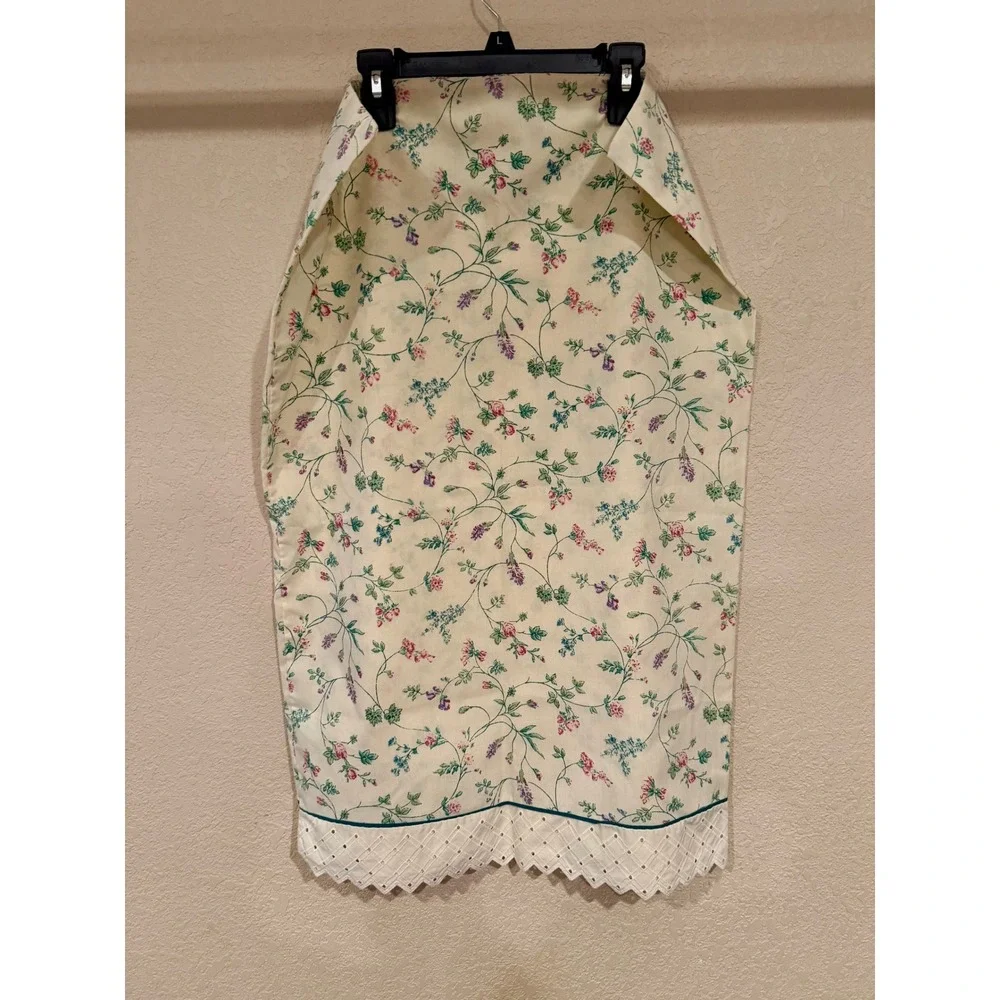 Vtg Lady Pepperell Single Floral Pillowcase‎ Eyelet Lace Trim Pink Purple Green